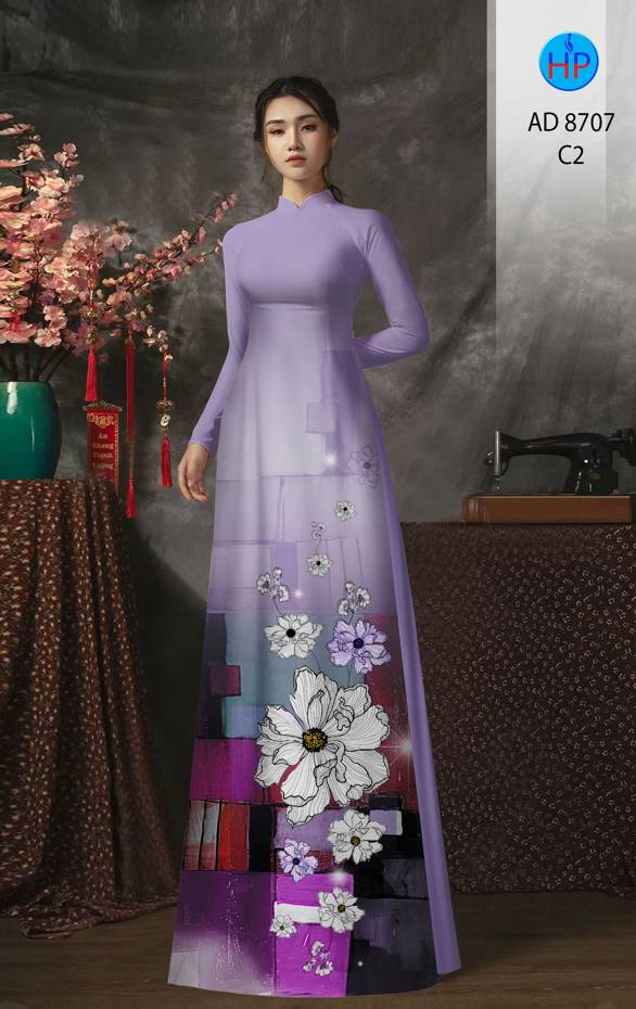 Vải Áo Dài Hoa In 3D Vừa Ra AD 8707 41 Vải Áo Dài Hoa In 3D Vừa Ra  AD 8707