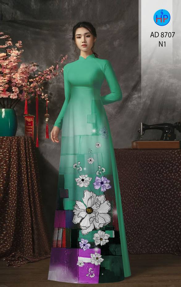 Vải Áo Dài Hoa In 3D Vừa Ra AD 8707 42 Vải Áo Dài Hoa In 3D Vừa Ra  AD 8707