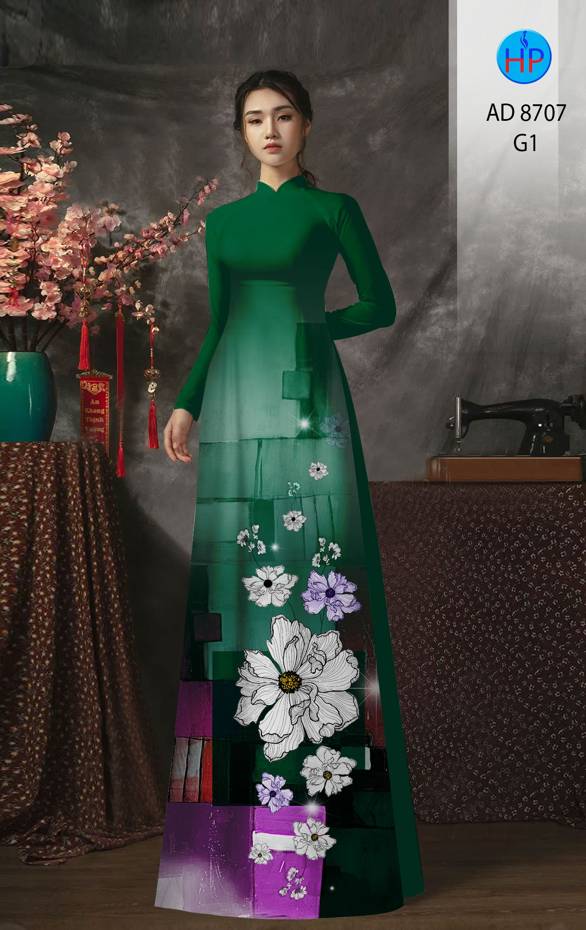 Vải Áo Dài Hoa In 3D Vừa Ra AD 8707 47 Vải Áo Dài Hoa In 3D Vừa Ra  AD 8707