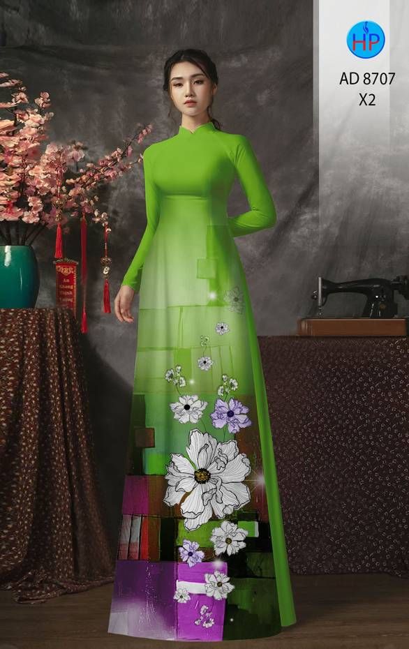 Vải Áo Dài Hoa In 3D Vừa Ra AD 8707 45 Vải Áo Dài Hoa In 3D Vừa Ra  AD 8707