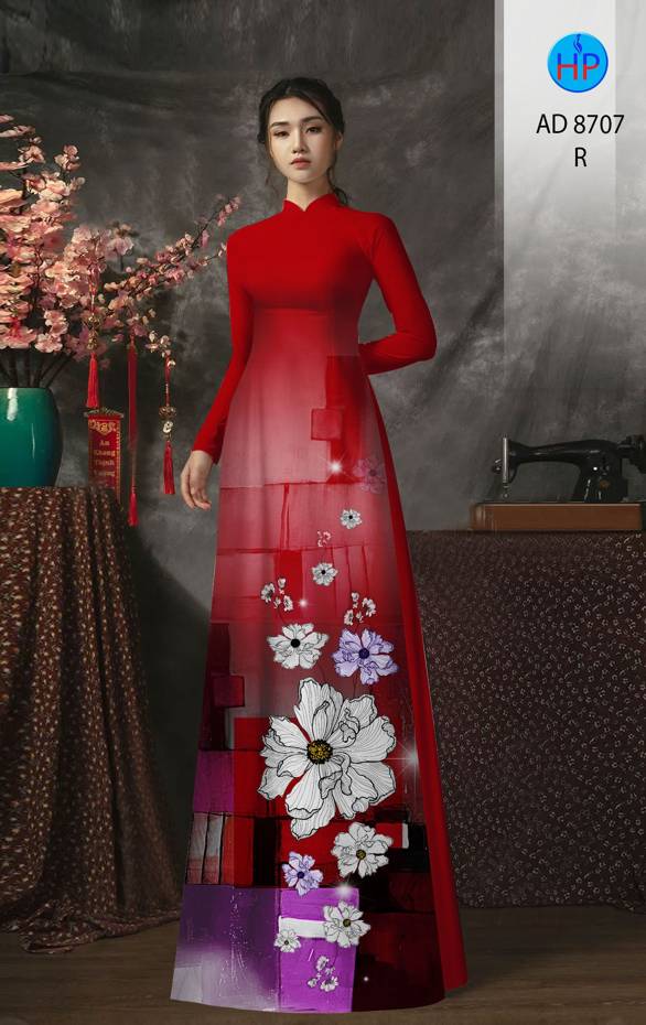 Vải Áo Dài Hoa In 3D Vừa Ra AD 8707 48 Vải Áo Dài Hoa In 3D Vừa Ra  AD 8707