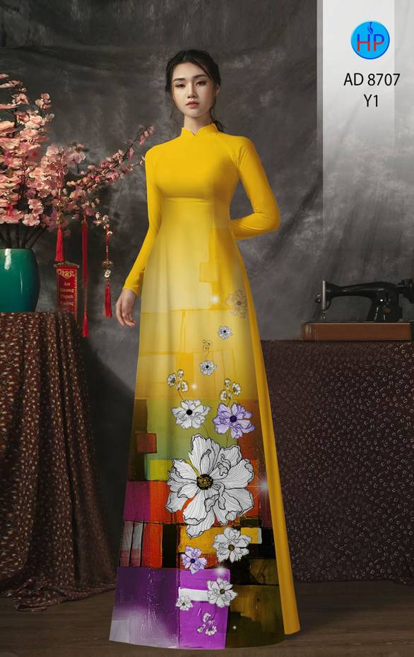 Vải Áo Dài Hoa In 3D Vừa Ra AD 8707 49 Vải Áo Dài Hoa In 3D Vừa Ra  AD 8707