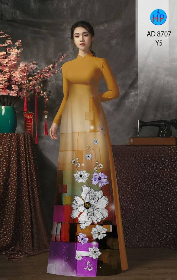 Vải Áo Dài Hoa In 3D Vừa Ra AD 8707 51 Vải Áo Dài Hoa In 3D Vừa Ra  AD 8707