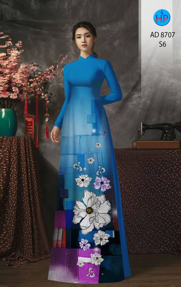 Vải Áo Dài Hoa In 3D Vừa Ra AD 8707 50 Vải Áo Dài Hoa In 3D Vừa Ra  AD 8707