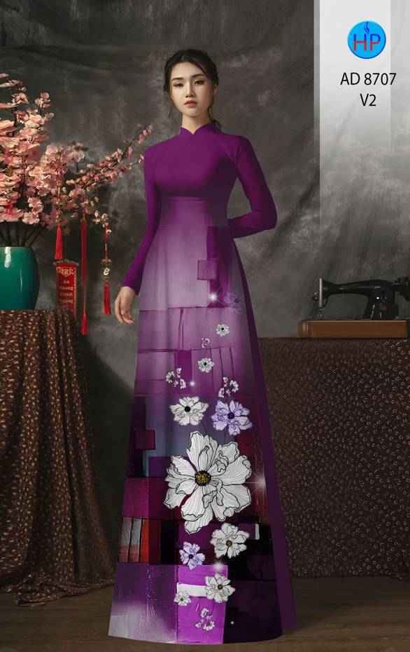 Vải Áo Dài Hoa In 3D Vừa Ra AD 8707 52 Vải Áo Dài Hoa In 3D Vừa Ra  AD 8707