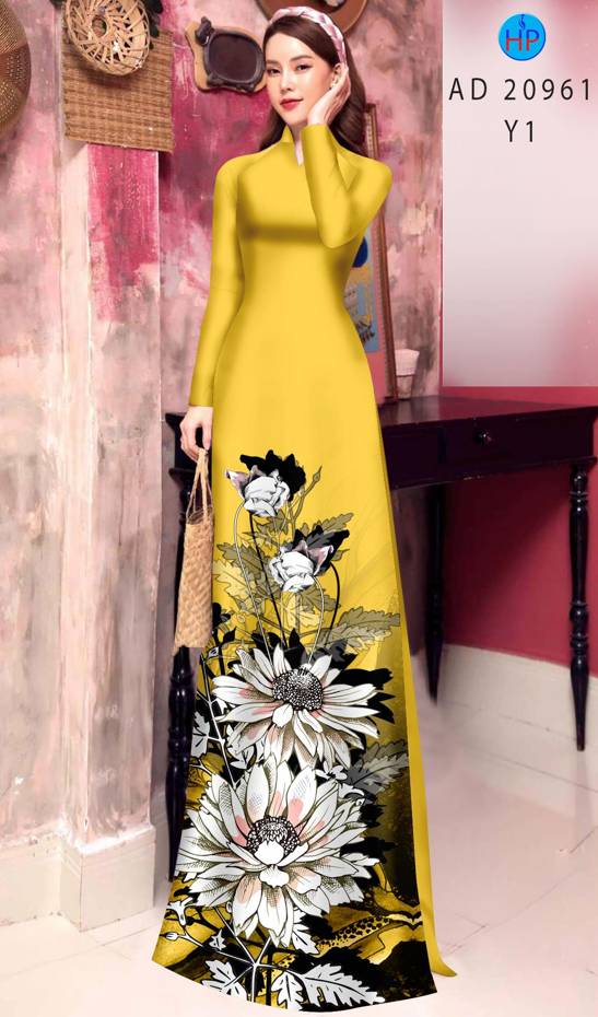 Vải Áo Dài Hoa Hướng Dương Mới Ra AD 20961