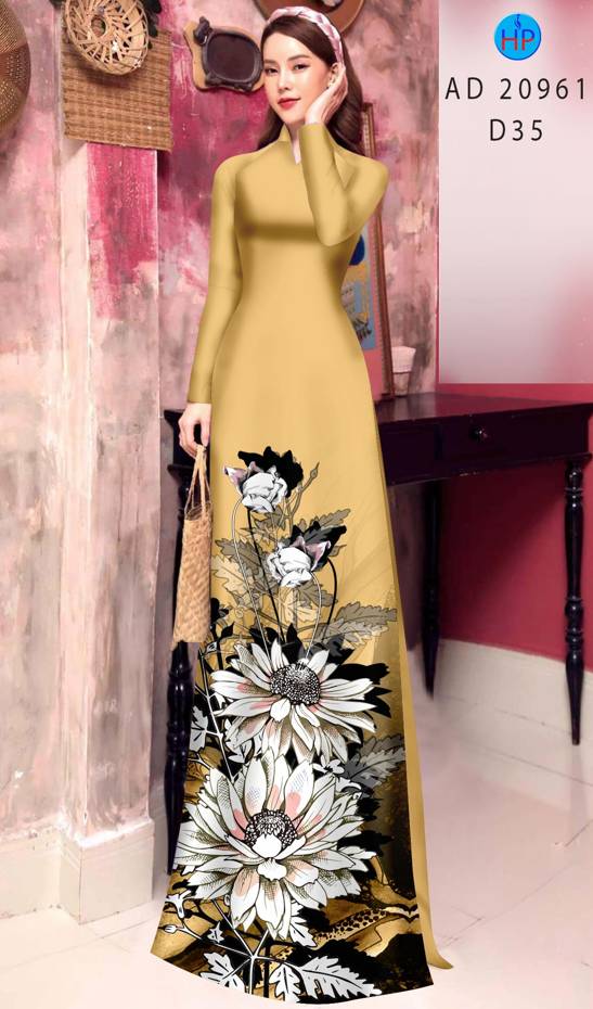 Vải Áo Dài Hoa Hướng Dương Mới Ra AD 20961