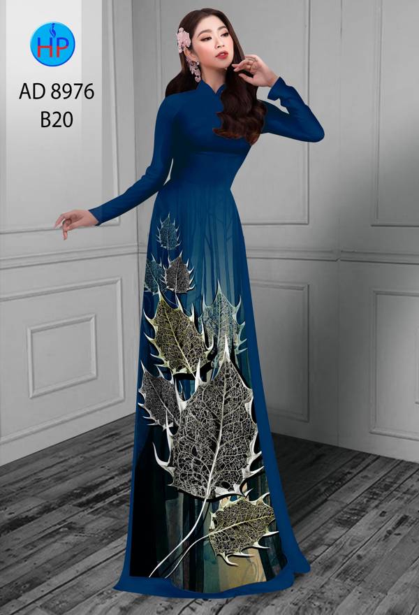 Vải Áo Dài In Hình Lá Thiết Kế 2021 AD 8976