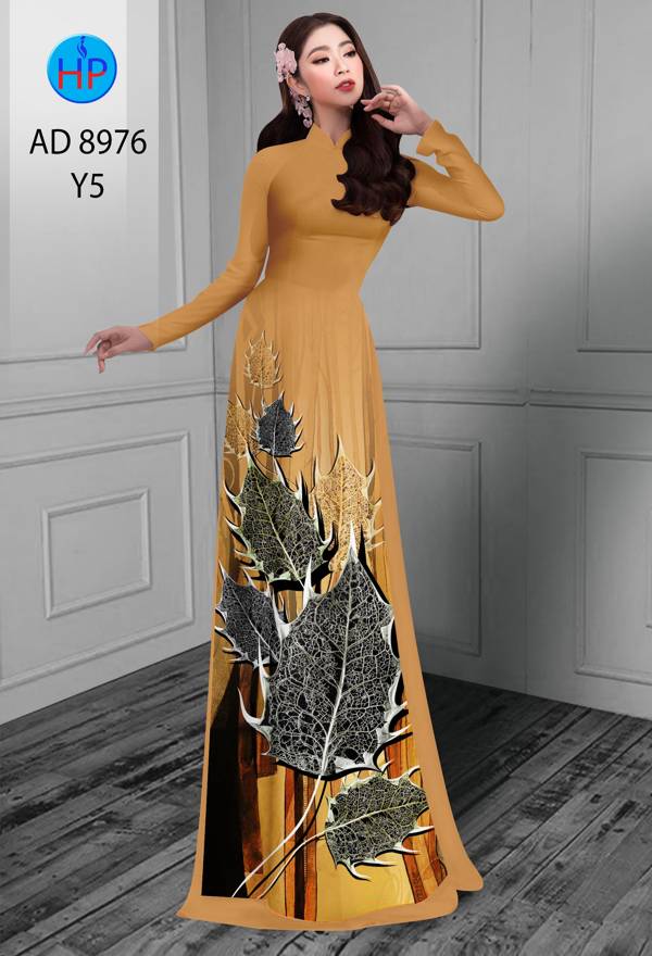 Vải Áo Dài In Hình Lá Thiết Kế 2021 AD 8976