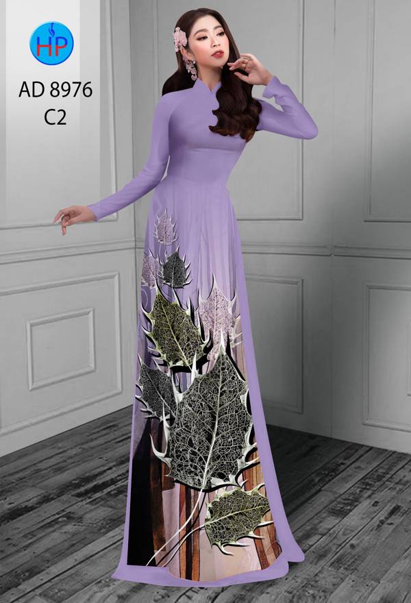 Vải Áo Dài In Hình Lá Thiết Kế 2021 AD 8976