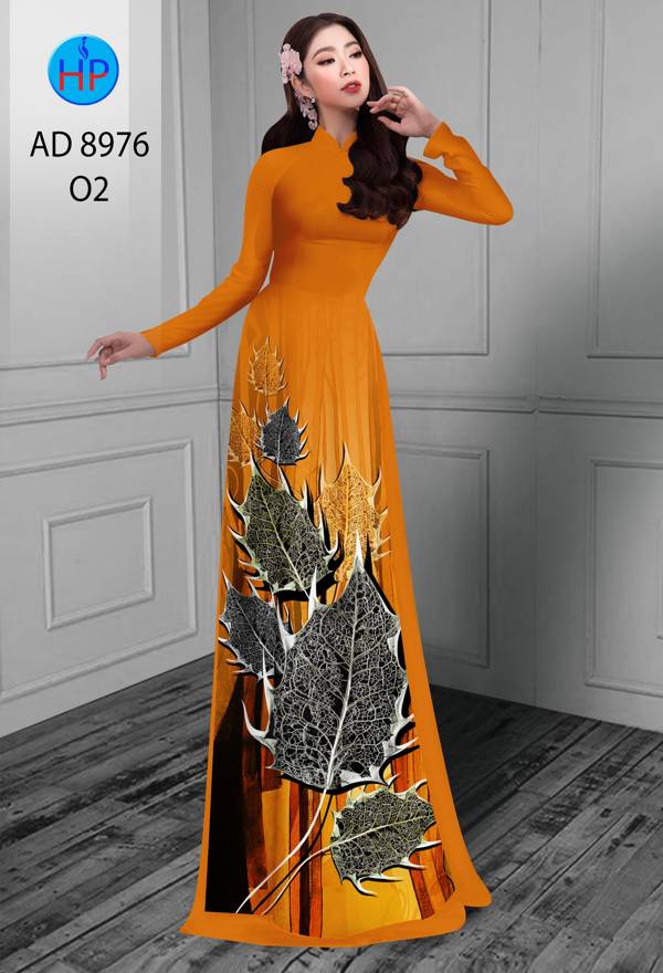 Vải Áo Dài In Hình Lá Thiết Kế 2021 AD 8976