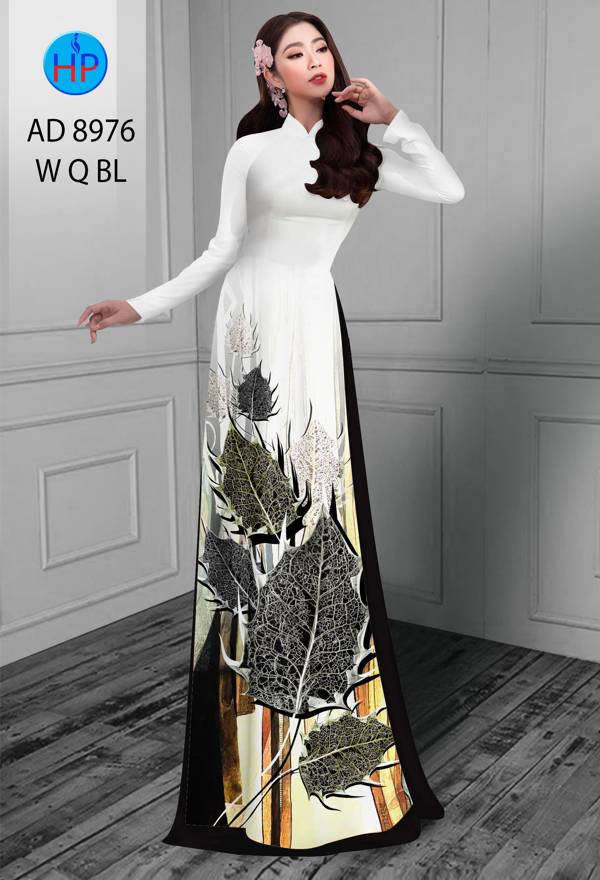 Vải Áo Dài In Hình Lá Thiết Kế 2021 AD 8976