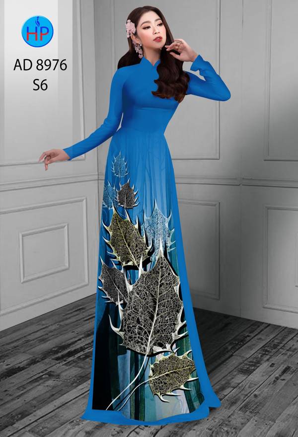 Vải Áo Dài In Hình Lá Thiết Kế 2021 AD 8976