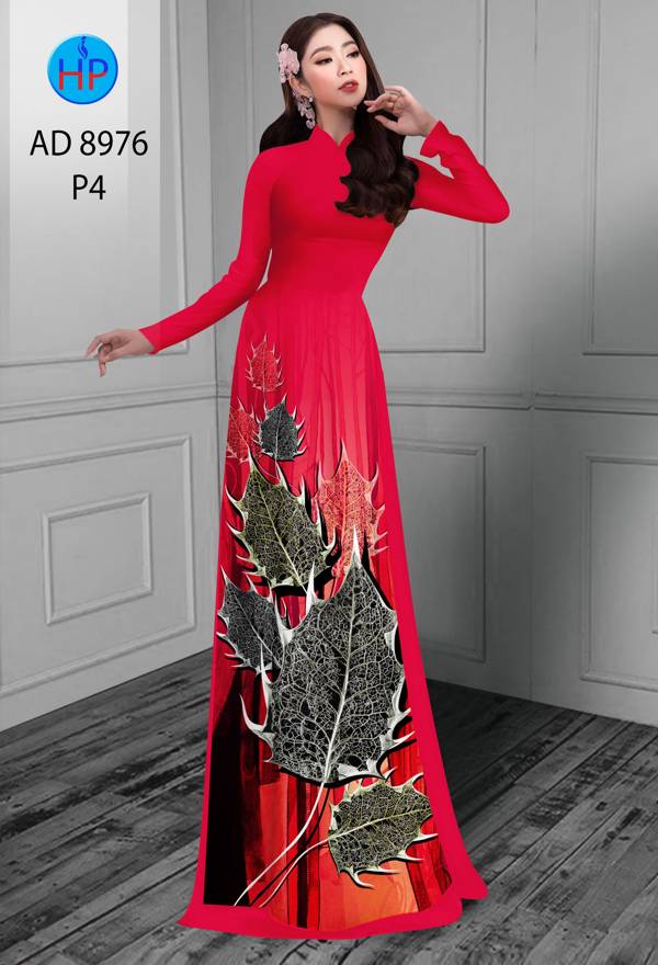 Vải Áo Dài In Hình Lá Thiết Kế 2021 AD 8976