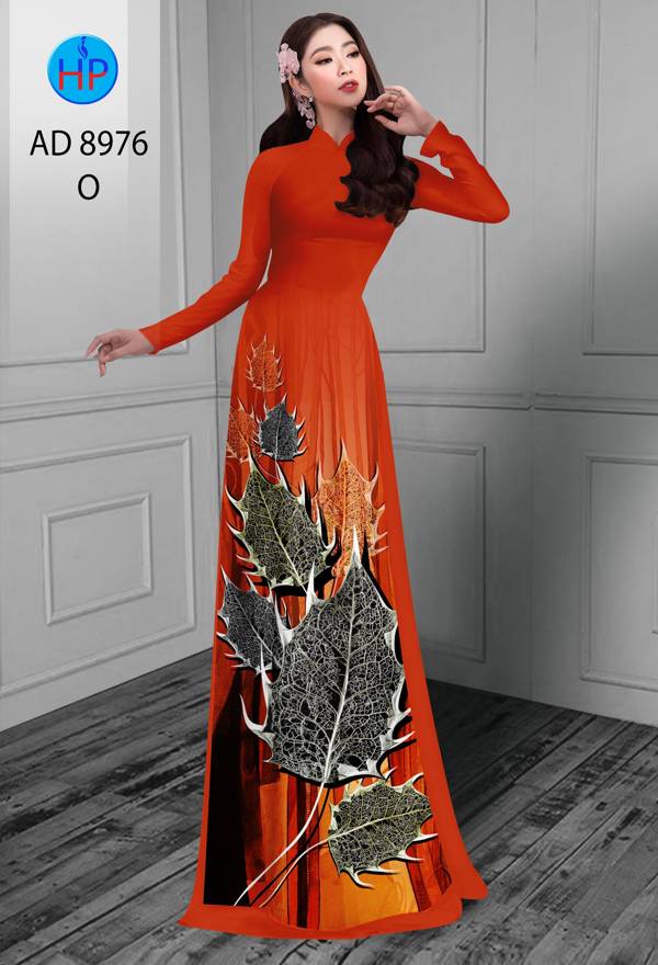 Vải Áo Dài In Hình Lá Thiết Kế 2021 AD 8976
