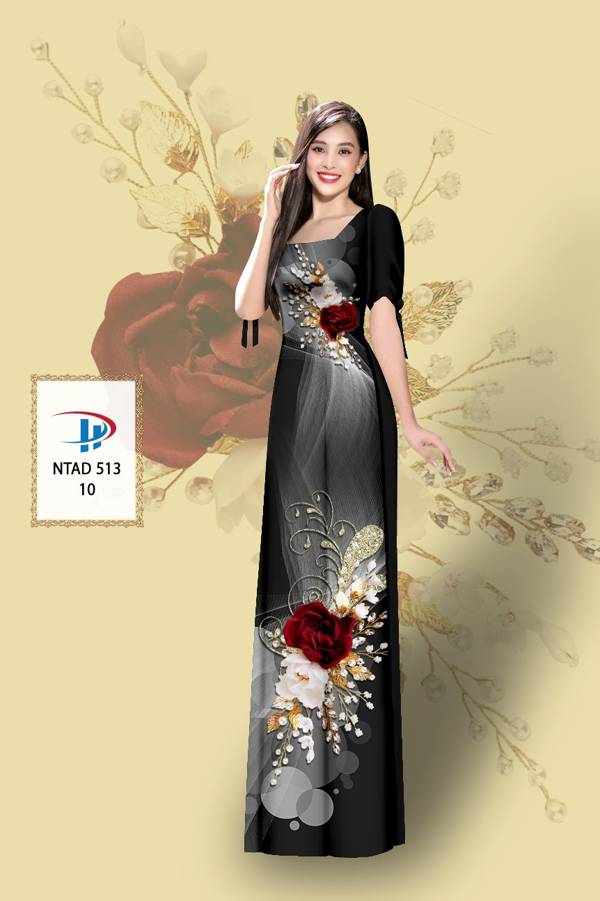 Vải Áo Dài Hoa Hồng Mới Ra AD NTAD513