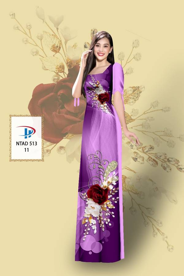 Vải Áo Dài Hoa Hồng Mới Ra AD NTAD513