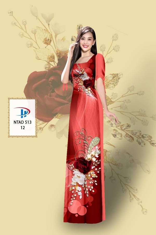 Vải Áo Dài Hoa Hồng Mới Ra AD NTAD513