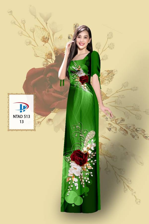 Vải Áo Dài Hoa Hồng Mới Ra AD NTAD513