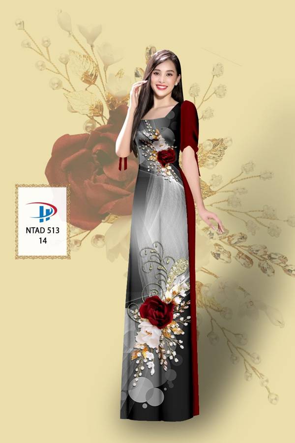 Vải Áo Dài Hoa Hồng Mới Ra AD NTAD513