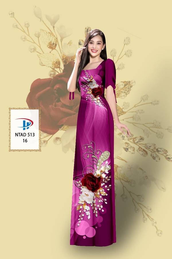 Vải Áo Dài Hoa Hồng Mới Ra AD NTAD513