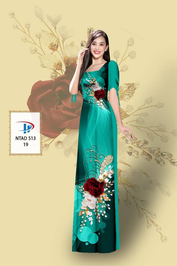 Vải Áo Dài Hoa Hồng Mới Ra AD NTAD513