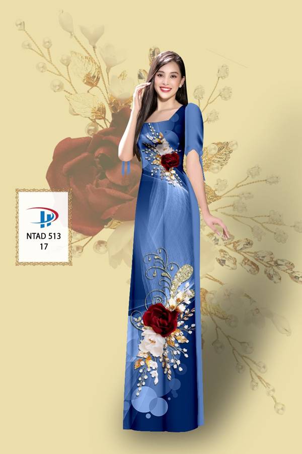 Vải Áo Dài Hoa Hồng Mới Ra AD NTAD513