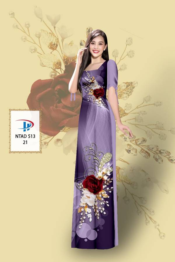 Vải Áo Dài Hoa Hồng Mới Ra AD NTAD513