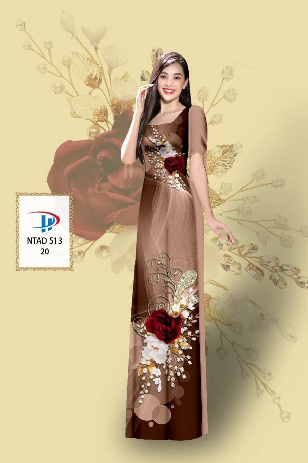 Vải Áo Dài Hoa Hồng Mới Ra AD NTAD513
