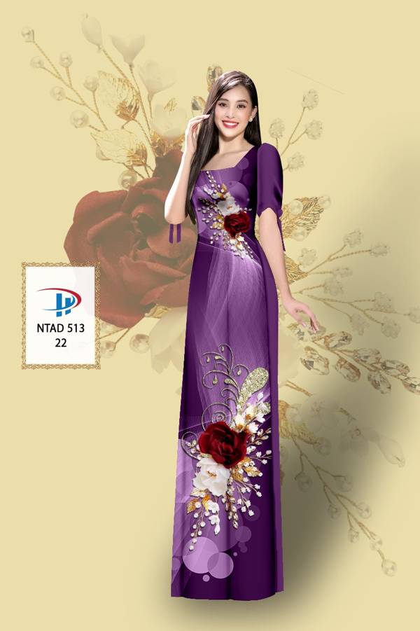 Vải Áo Dài Hoa Hồng Mới Ra AD NTAD513