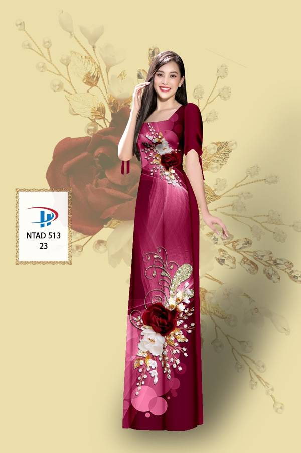 Vải Áo Dài Hoa Hồng Mới Ra AD NTAD513