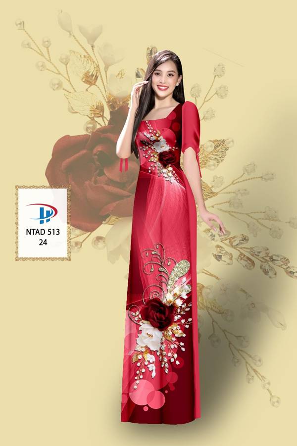 Vải Áo Dài Hoa Hồng Mới Ra AD NTAD513