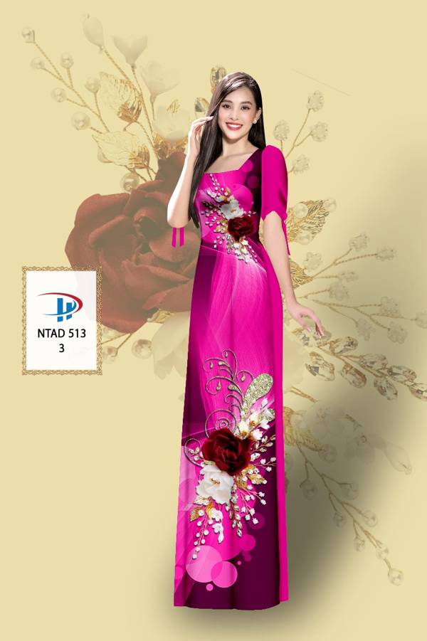 Vải Áo Dài Hoa Hồng Mới Ra AD NTAD513