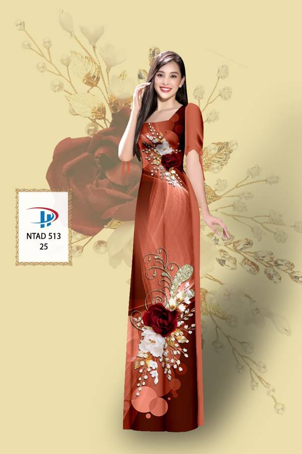 Vải Áo Dài Hoa Hồng Mới Ra AD NTAD513