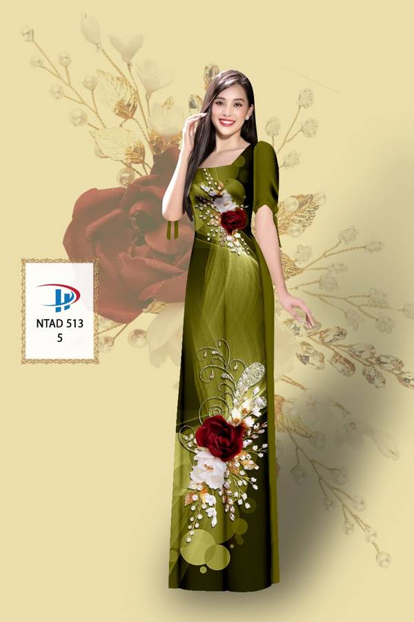 Vải Áo Dài Hoa Hồng Mới Ra AD NTAD513