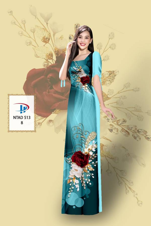 Vải Áo Dài Hoa Hồng Mới Ra AD NTAD513