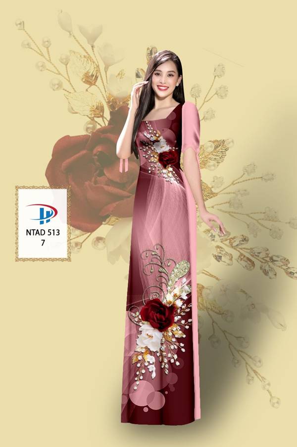 Vải Áo Dài Hoa Hồng Mới Ra AD NTAD513