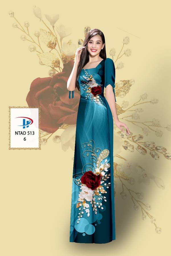 Vải Áo Dài Hoa Hồng Mới Ra AD NTAD513