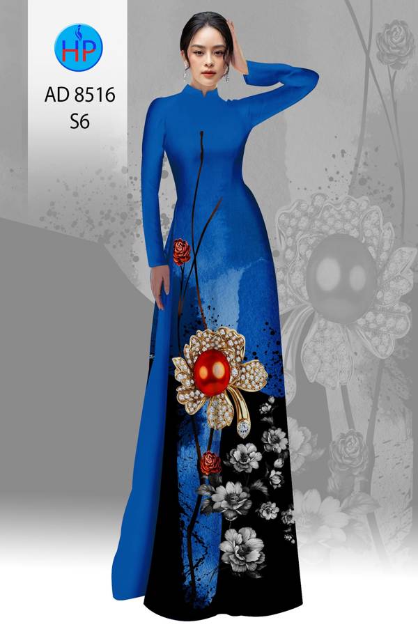 Vải Áo Dài Hoa In 3D Mới Ra AD 8516 46 Vải Áo Dài Hoa In 3D Mới Ra AD 8516