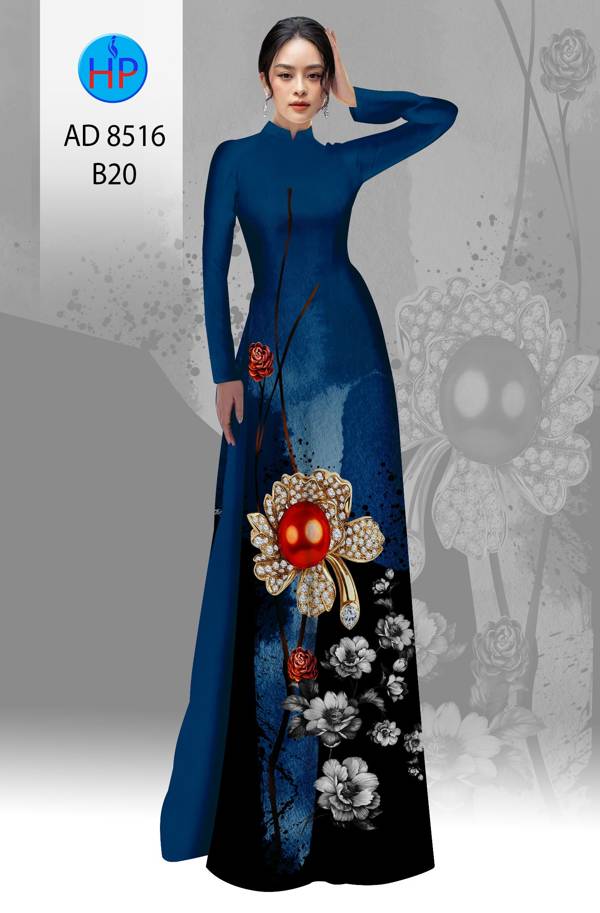 Vải Áo Dài Hoa In 3D Mới Ra AD 8516 48 Vải Áo Dài Hoa In 3D Mới Ra AD 8516