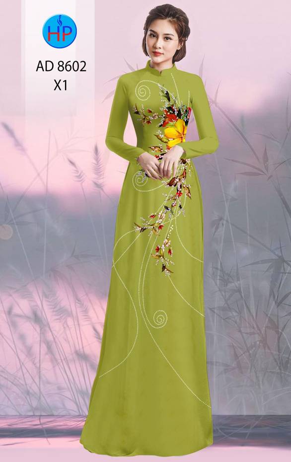 Vải Áo Dài Hoa In 3D Kiểu Mới AD 8602 42 Vải Áo Dài Hoa In 3D Kiểu Mới AD 8602