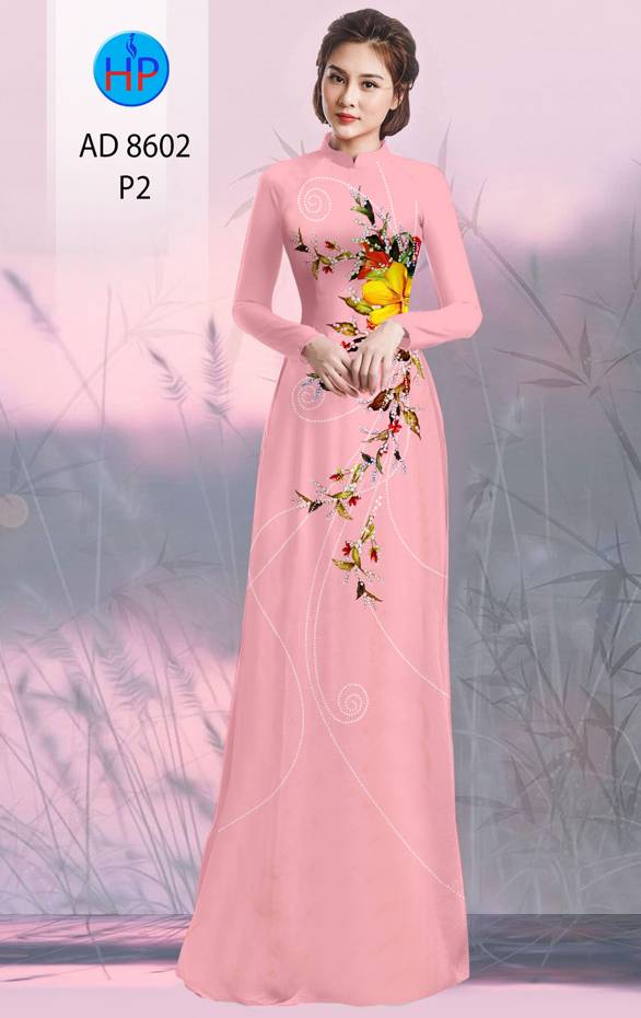Vải Áo Dài Hoa In 3D Kiểu Mới AD 8602 46 Vải Áo Dài Hoa In 3D Kiểu Mới AD 8602