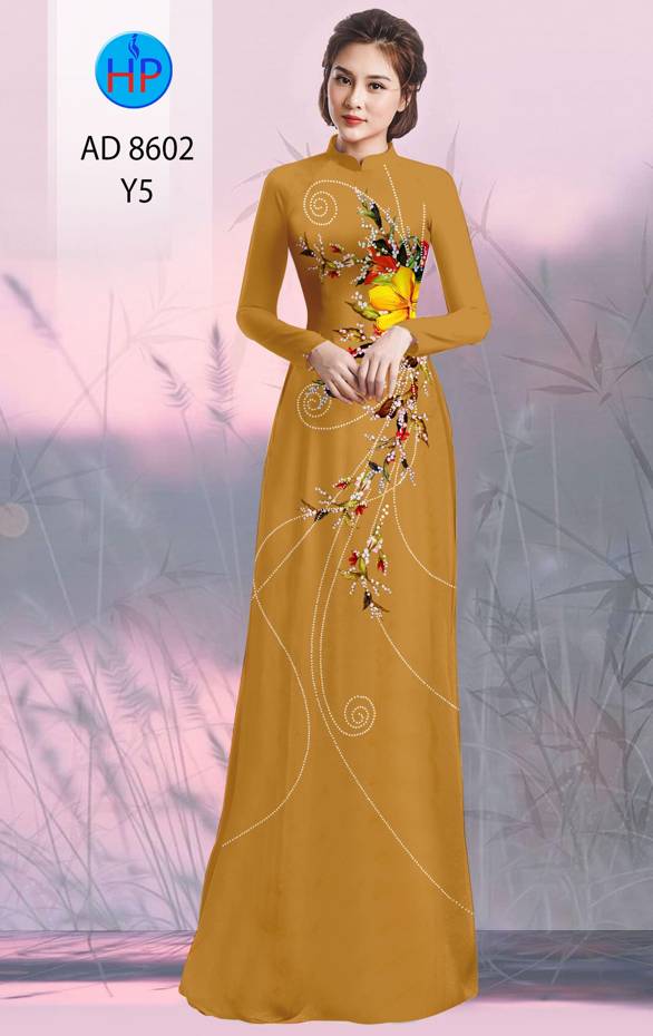 Vải Áo Dài Hoa In 3D Kiểu Mới AD 8602 51 Vải Áo Dài Hoa In 3D Kiểu Mới AD 8602