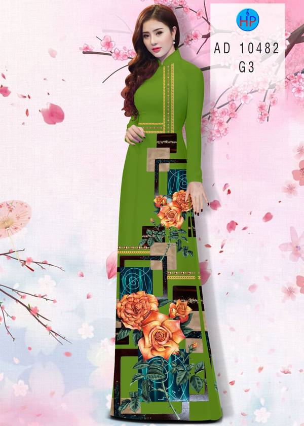 Vải Áo Dài Hoa Hồng Độc Đáo AD 10482