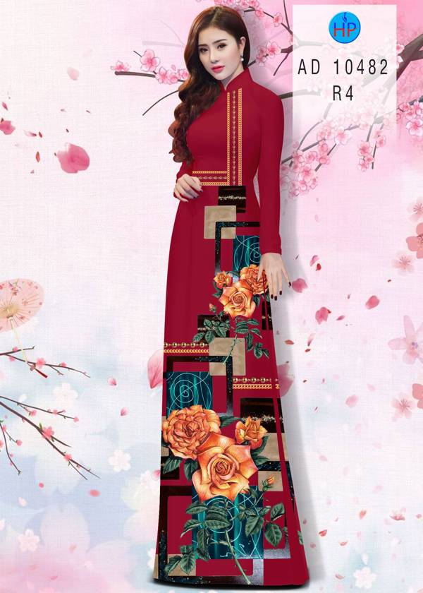 Vải Áo Dài Hoa Hồng Độc Đáo AD 10482