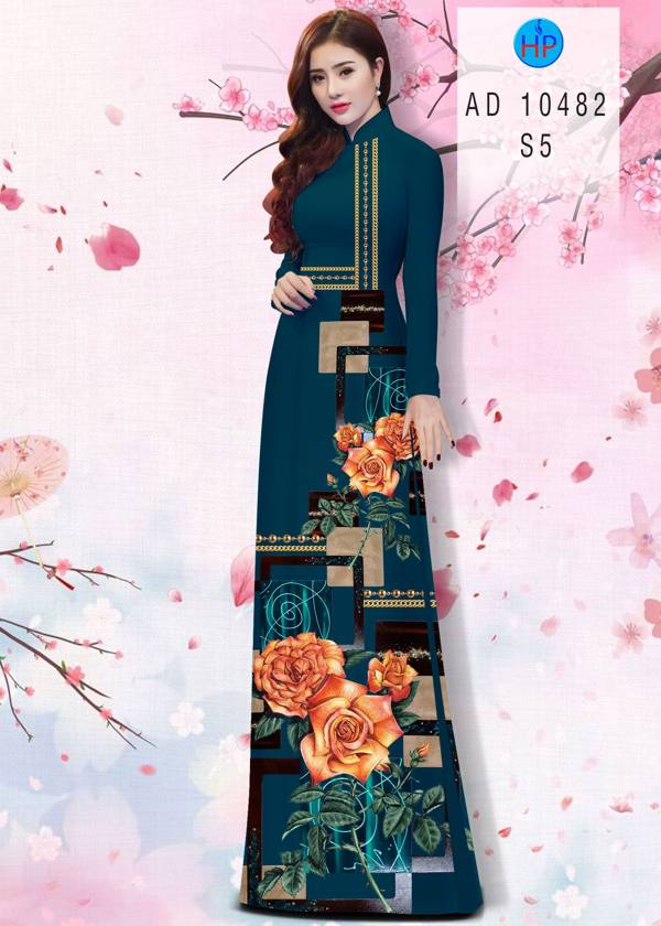 Vải Áo Dài Hoa Hồng Độc Đáo AD 10482