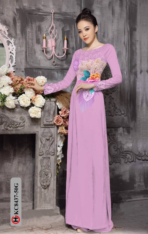 Vải Áo Dài Hoa Hồng Độc Đáo AD KC8437