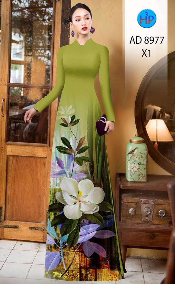Vải Áo Dài Hoa In 3D Độc Đáo AD 8977 37 Vải Áo Dài Hoa In 3D Độc Đáo AD 8977