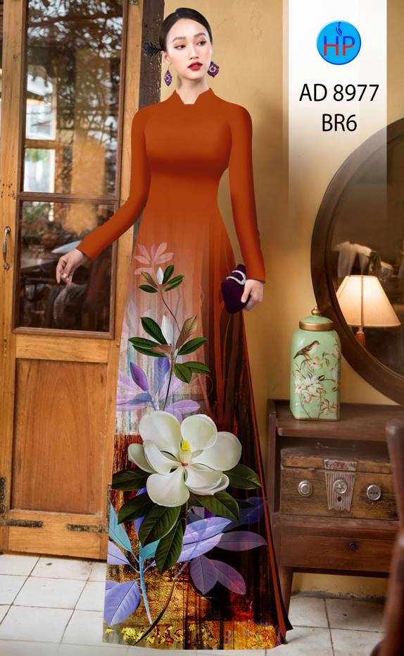 Vải Áo Dài Hoa In 3D Độc Đáo AD 8977 39 Vải Áo Dài Hoa In 3D Độc Đáo AD 8977