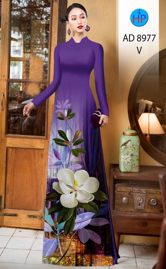 Vải Áo Dài Hoa In 3D Độc Đáo AD 8977 42 Vải Áo Dài Hoa In 3D Độc Đáo AD 8977